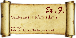 Szikszai Flórián névjegykártya